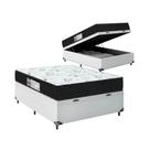 Cama Box Baú Viúva + Colchão D33 One Face - 61x128x188cm - Couro Branco