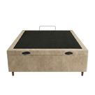 Cama Box Bau Viuva Suede Bege 128x188x35 - FA Elegante