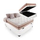 Cama Box Baú Viúva Tecido Sintético Branco com Colchão Pillow Angel - Bello Box - Molas Ensacadas 62x128x188