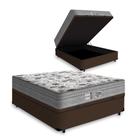 Cama Box Baú Viúva Tecido Sintético Marrom Com Colchão de Molas Ensacadas Evolution - Probel - 72x128x188