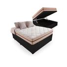 Cama Box Baú Viúva Tecido Sintético Preto com Colchão Pillow Angel - Bello Box - Molas Ensacadas 62x128x188