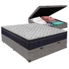 Cama Box Baú Viúvo Cinza + Colchão Airtech D45 D45 Ortobom