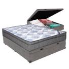 Cama Box Baú Viúvo Cinza + Colchão ISO Superpocket Molas Superpocket Ortobom