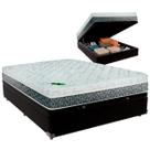 Cama Box Baú Viúvo e Colchão Aspen 24cm Molas Ensacadas Luckspuma Preto