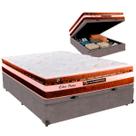 Cama Box Baú Viúvo e Colchão Esplendor Molas Ensacadas Luckspuma Cinza