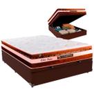 Cama Box Baú Viúvo e Colchão Esplendor Molas Ensacadas Luckspuma Marrom