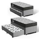Cama Box Bicama com Colchão de Espuma D33 Ortobom ISO 100 + Auxiliar de Molas Unique Solteiro 88cm
