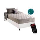 Cama Box Box Solteiro: Colchão c/Vibro Massagem Anjos MasterPocket Commodite + Base CRC Courano White(96x203)