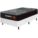Cama Box Branca + Colchão Solteiro San Martin Molas Superlastic 88x188x64cm