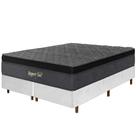 Cama Box Branca + Colchão Super Queen Size Suport Gel Molas Ensacadas Euro Pillow 178x198x75cm - Macio