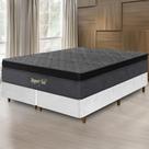 Cama Box Branca + Colchão Super Queen Size Suport Gel Molas Ensacadas Euro Pillow 178x198x75cm - Macio