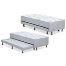 Cama Box c/Auxiliar Conjugado Solteiro: Colchão Ortopédico Courano Bianco (88x188) Ortobom