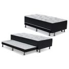 Cama Box c/Auxiliar Conjugado Solteiro: Colchão Ortopédico Courano Nero Black (88x188) Ortobom
