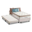 Cama Box c/Auxiliar Solteiro: Colchão Anjos Superlastic King Best Clean 28 + Base CRC Courano Branco(88x188)
