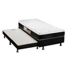Cama Box c/Auxiliar Solteiro: Colchão Espuma Castor D45 Black e White + Base CRC Courano Black(88x188)