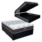 Cama Box C/ Baú Casal tecido sintético Preto + Colchão Mola Ensacada Gazin New York