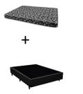 Cama Box Casal 138 Bipartido Bello Box - Tecido Sintético Preto com Colchão New York Preto D28 - 100% Espuma - 54x138x188