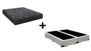 Cama Box Casal 138 Bipartido Tecido Sintético Branco com Colchão Lisboa Espuma D28 Preto
