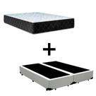 Cama Box Casal 138 Bipartido Tecido Sintético Branco Com Colchão Marrocos - Poliéster - Espuma D33 30cm