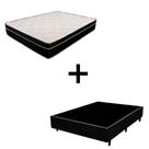 Cama Box Casal 138 Tecido Preto Com Colchão Paris Molas Preto 66x138x188