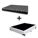 Cama Box Casal 138 Tecido Sintético Branco Com Colchão Belize Bello Box - D33 Preto 57x138x188