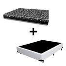 Cama Box Casal 138 - Tecido Sintético Branco com Colchão Belize Bello Box - D33 Preto 57x138x188