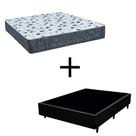 Cama Box Casal 138 Tecido Sintético Preto Com Colchão Alegro Espuma D28 Bello Box Cinza - 57x138x188cm