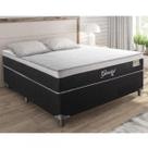Cama Box Casal 138x188x56cm Gemini Montreal Branco/Tecido Artemis Preto, Malha Apolo Cama Box Casal 138x188x56cm Gemini Montreal Branco/Tecido Artemis Preto, Malha Apolo