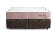 Cama Box Casal Bau Bipartido Suede Marrom + Colchão Grand Hotel Rose Molas Ensacadas - Comfort Prime