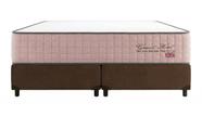 Cama Box Casal Bau Bipartido Suede Marrom + Colchão Grand Hotel Rose Molas Ensacadas - Comfort Prime