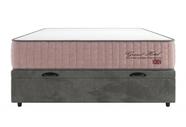 Cama Box Casal Bau Suede Cinza + Colchão Grand Hotel Rose Molas Ensacadas - Comfort Prime