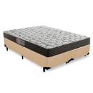 Cama Box Casal Bege Suede + Colchão Espuma D20 138x188x12