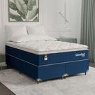 Cama Box Casal Bipartido + Colchão Comfort Class Pillow Top Azul/suede Azul