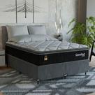 Cama Box Casal Bipartido + Colchão Comfort Class Pillow Top Preto/suede Cinza