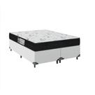 Cama Box Casal Bipartido + Colchão D33 One Face - 56x138x188cm - Couro Branco