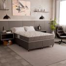 Cama Box Casal Bipartido + Colchão D33 One Face - 56x138x188cm - Suede Cinza