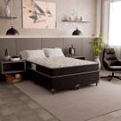Cama Box Casal Bipartido + Colchão D33 One Face - 56x138x188cm - Suede Preto