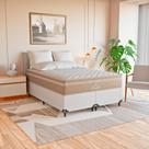 Cama Box Casal Bipartido + Colchão Paris Molas Bege