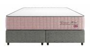 Cama Box Casal Bipartido Suede Cinza + Colchão Grand Hotel Rose Molas Ensacadas - Comfort Prime