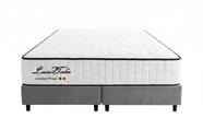 Cama Box Casal Bipartido Suede Cinza + Colchão Leiria Turbo Molas Ensacadas - Comfort Prime