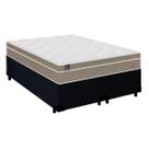 Cama Box Casal Bipartido Suede + Colchão Lis Molas Ensacadas Plumatex Preto 138cm - Suporta Até 120 Kg Por Pessoa