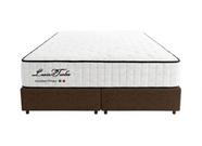 Cama Box Casal Bipartido Suede Marrom + Colchão Leiria Turbo Molas Ensacadas - Comfort Prime