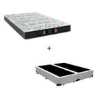 Cama Box Casal Bipartido - Tecido Sintético Branco com Colchão Extra Firme D28 - Suporta 80Kg