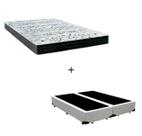 Cama Box Casal Bipartido - Tecido Sintético Branco com Colchão Extra Firme D28 - Suporta 80Kg