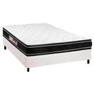 Cama Box Casal Blindada Com Colchão de Espuma Dupla Face D45 Castor Black e White - 138x188x62cm.