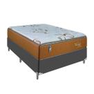 Cama Box Casal Cinza e Colchão Toronto de Molas Ensacadas