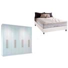 Cama Box Casal + Colchão American Herval + Guarda Roupa Master Vip 8.4 Branco