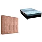 Cama Box Casal + Colchão Class Castor + Guarda Roupa Master Vip 8.4 Atacama