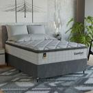 Cama Box Casal + Colchão Comfort Class Pillow Top 138x188 Branco/suede Cinza