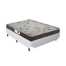 Cama Box Casal Colchão Espuma D33 Bordado + Box Sintético Branco RC Sono Leve 52x138x188